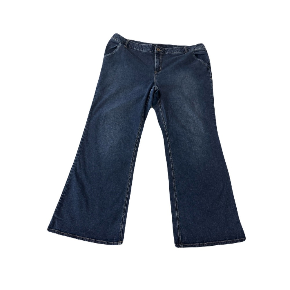 Lane Bryant Wide Leg Flare Jeans Stretch Denim Blue Plus Size 24 Regular